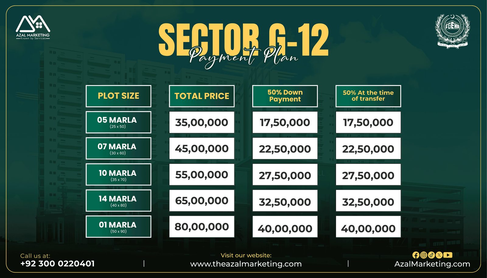 Sector G-12 Islamabad Payment Plan:<br />
